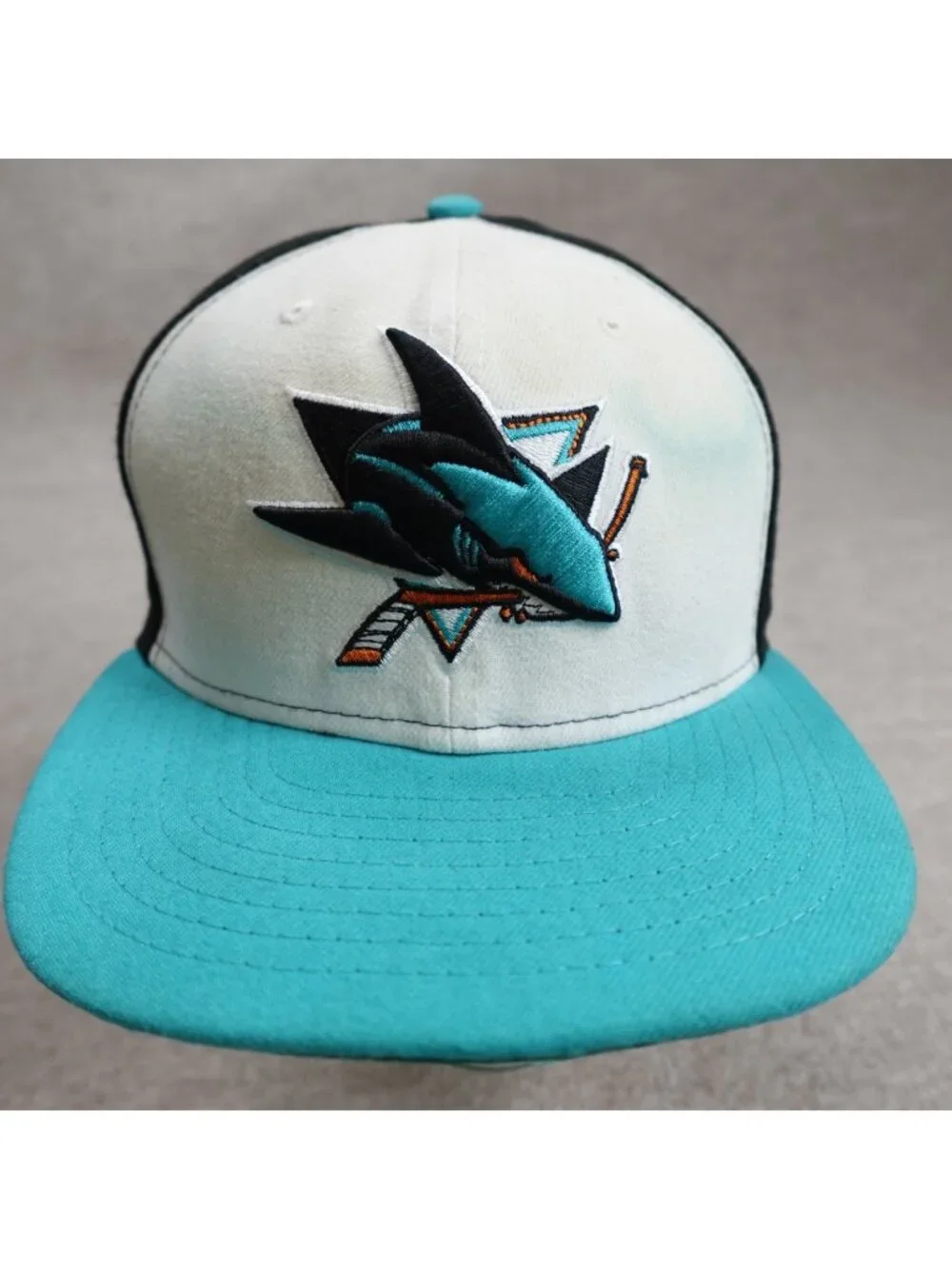 San Jose Sharks Hat Black White Embroidered New Era  Snapback Blockhead